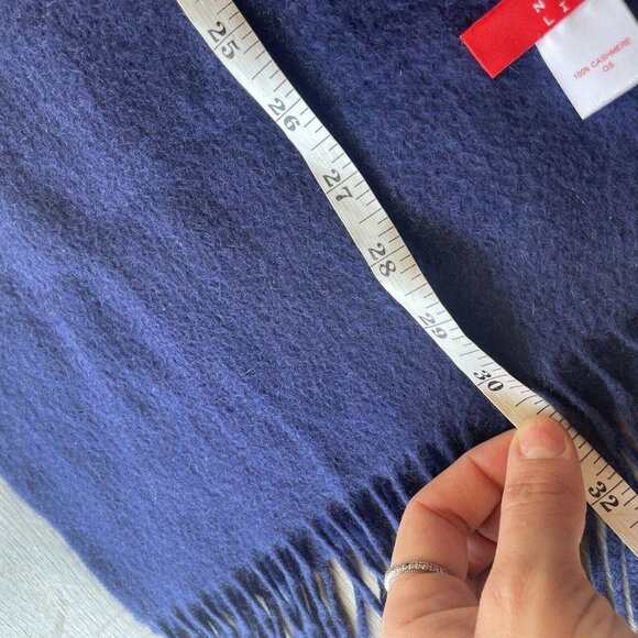 Jennie‎ Liu 100% Cashmere Scarf Blue Fringe 60x12 - Picture 5 of 5